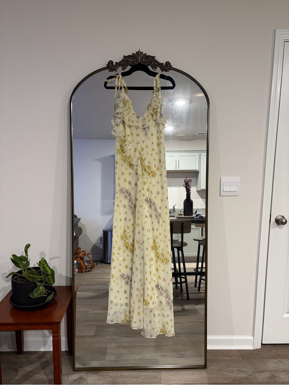 Steve Madden Adalina Yellow Floral Ruffle Maxi Dress Size M Feminine Fairycore